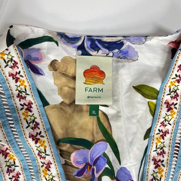 NWOT FARM Rio Floral Ruffles Greek Garden Off-White Mini Dress Size XL - Picture 5 of 14